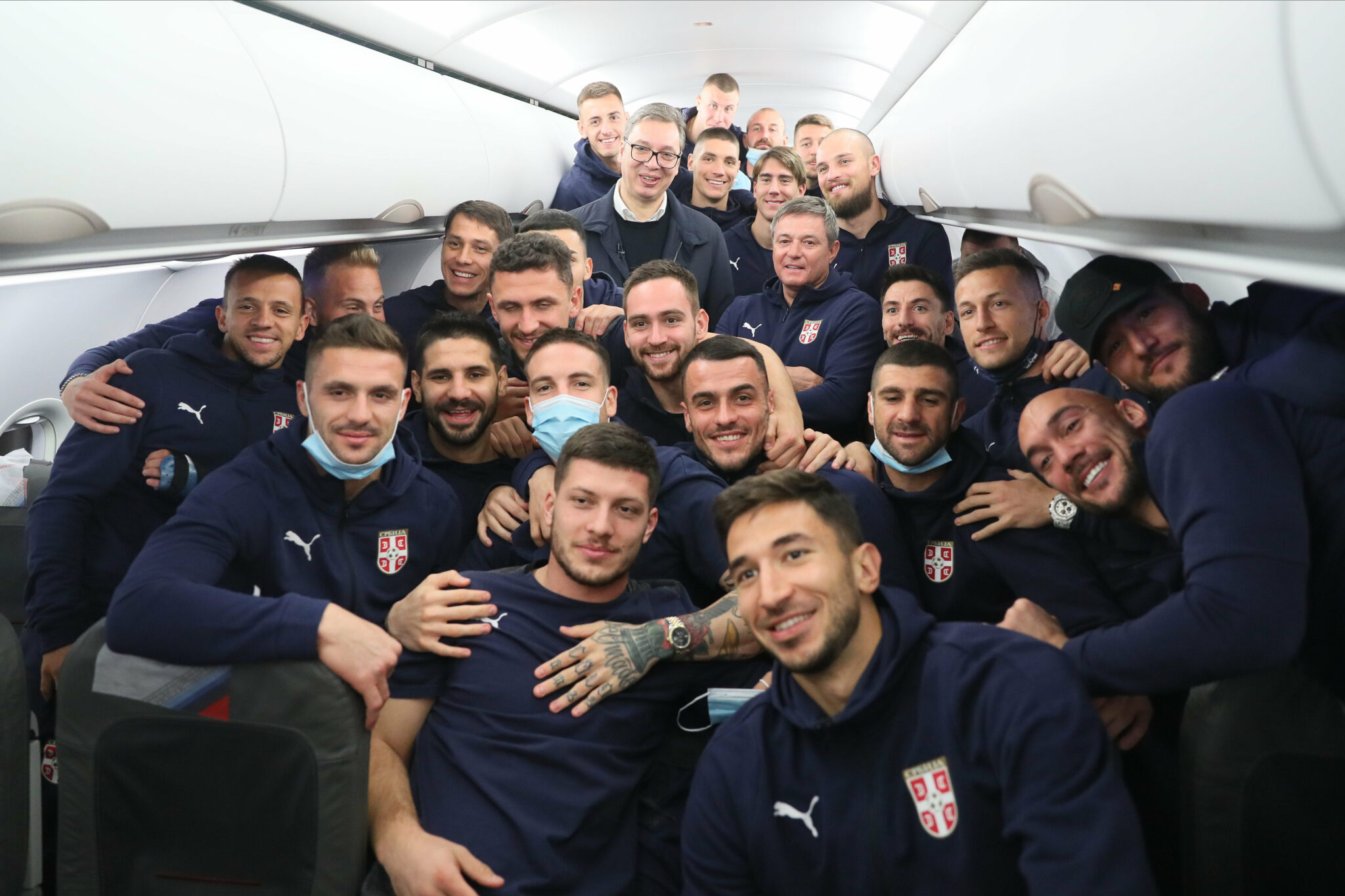Joueur Serbes avant le match face au Portugal